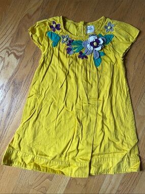Mini Boden Bright Yellow Floral Appliqué Dress